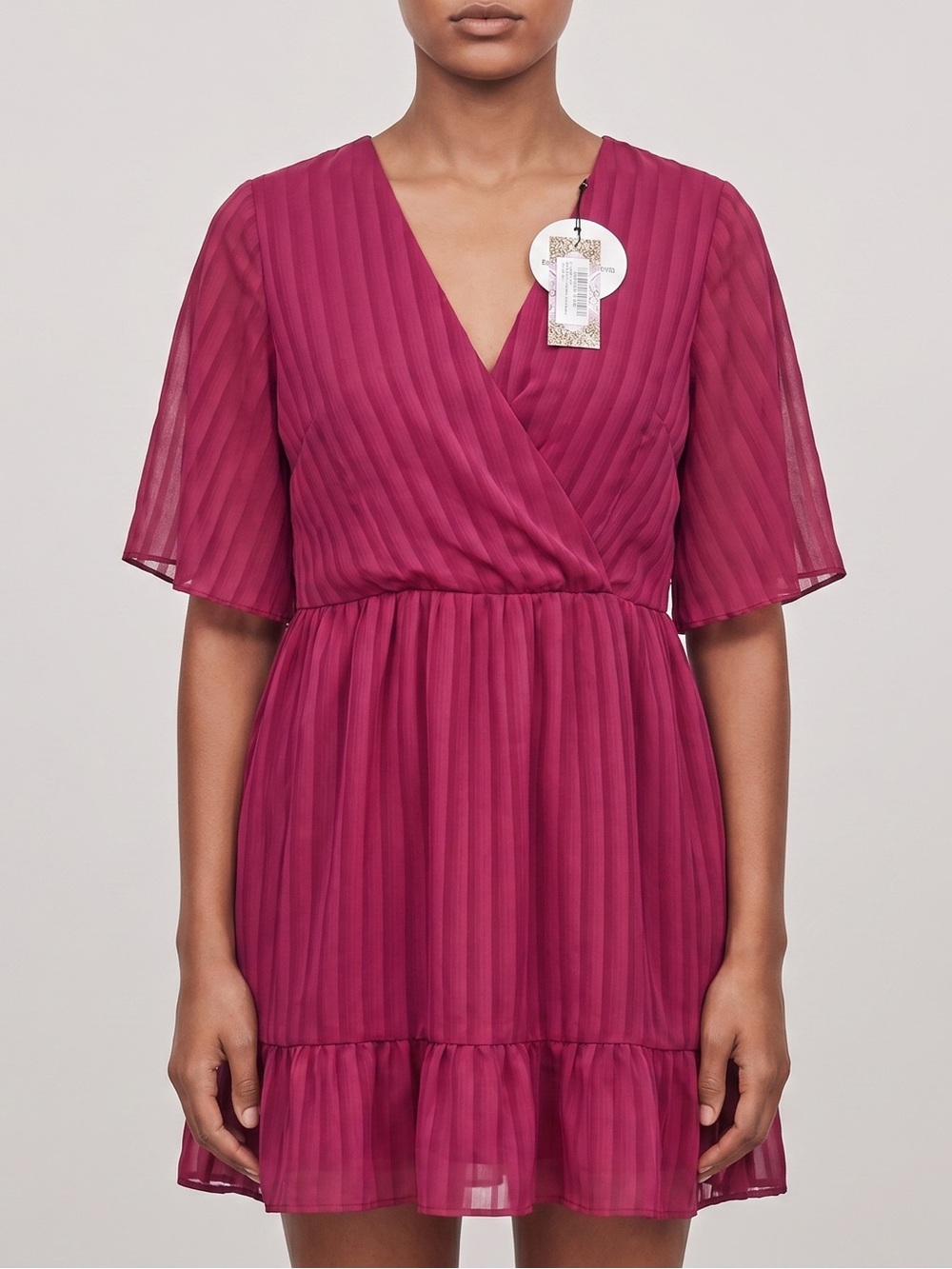 Boohoo Plus Burgundy Pleated Satin Romper, NWT